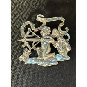 Vintage Sterling Silver Cini Cherub Cupid Sagittarius Zodiac Lapel Brooch Pin